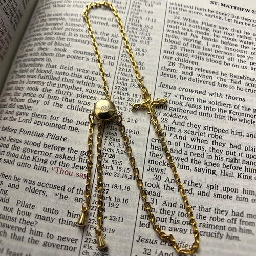 Crown of Thorns Cross Bracelet (Gold)