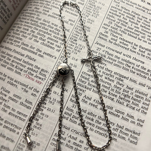 Crown of Thorns Cross Bracelet (Silver)