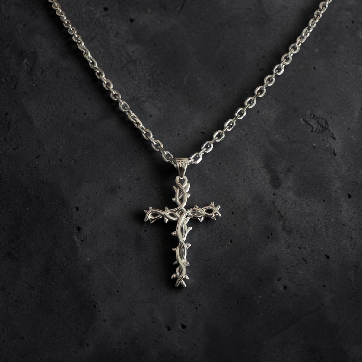 Crown of Thorns Cross Necklace – 925 Sterling Silver