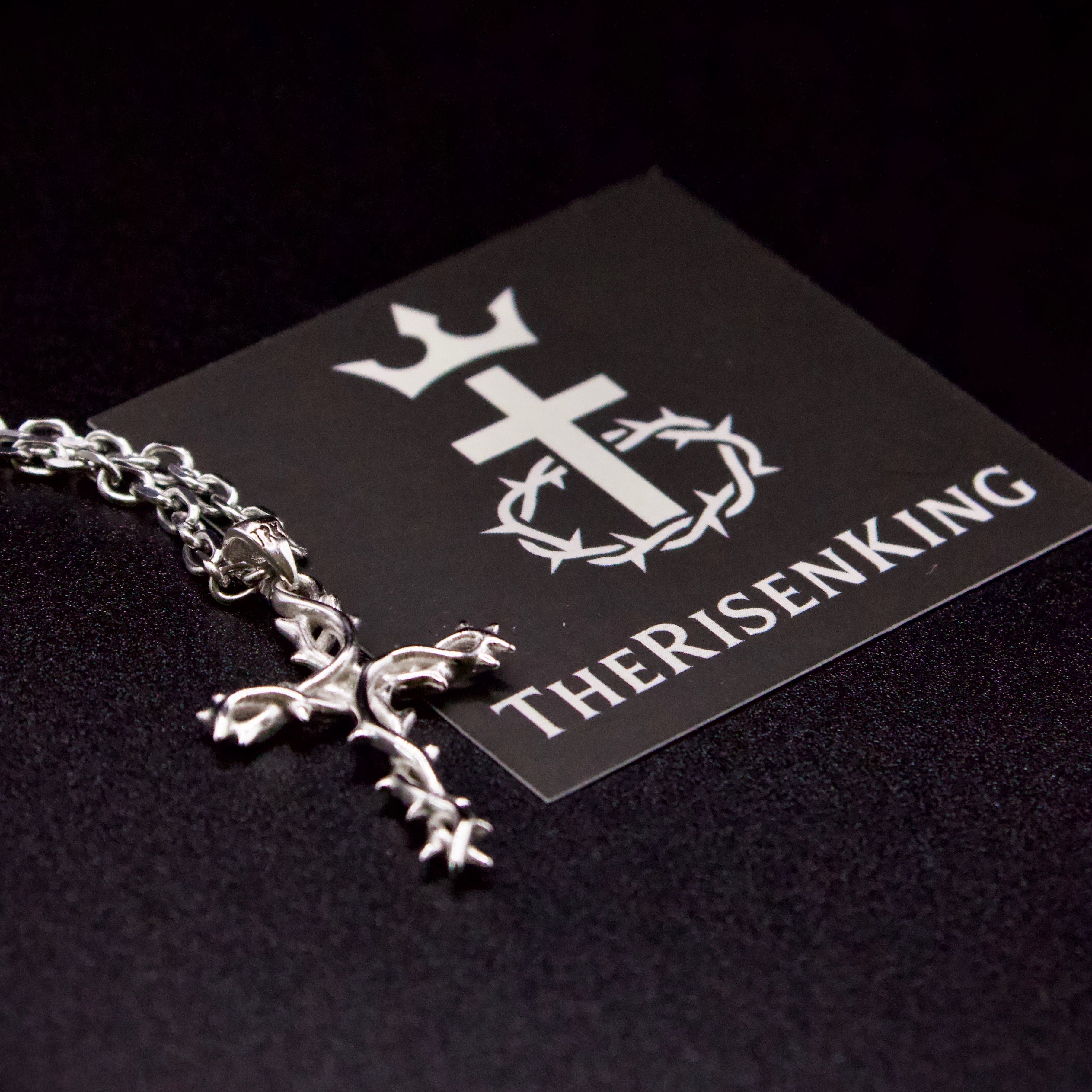 Crown of Thorns Cross Necklace (Silver)